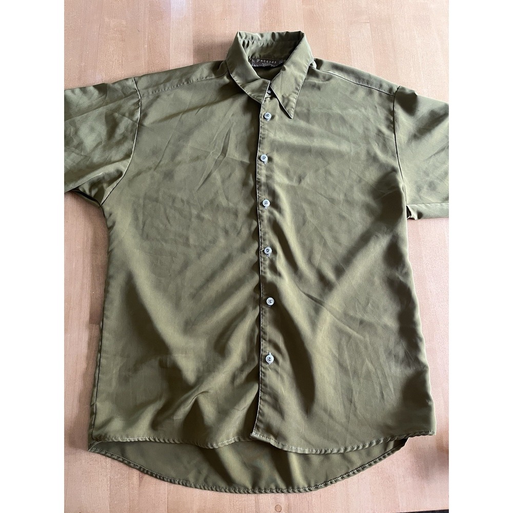 Vtg Pecasos Shirt Mens‎ Sz S Small Missy Green Button Up USA